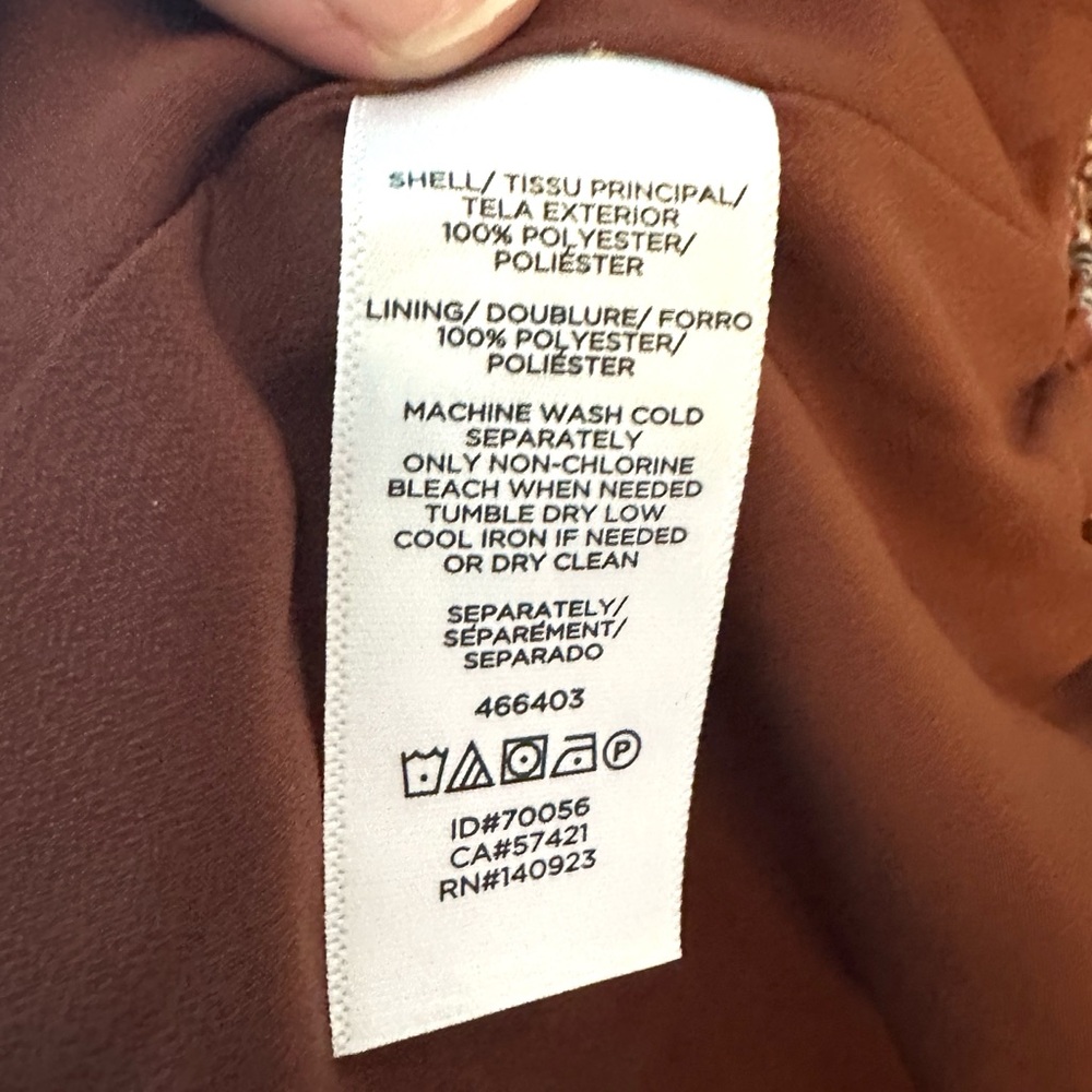 LOFT Brown A-Line Skirt with White and Blue Pattern - Picture 6 of 6